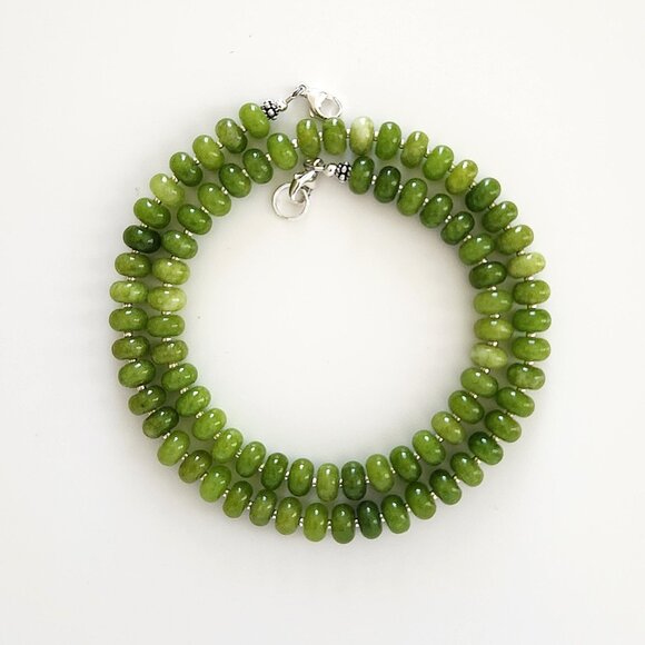 GREEN COLORED JADE NECKLACE--20" - Picture 1 of 2